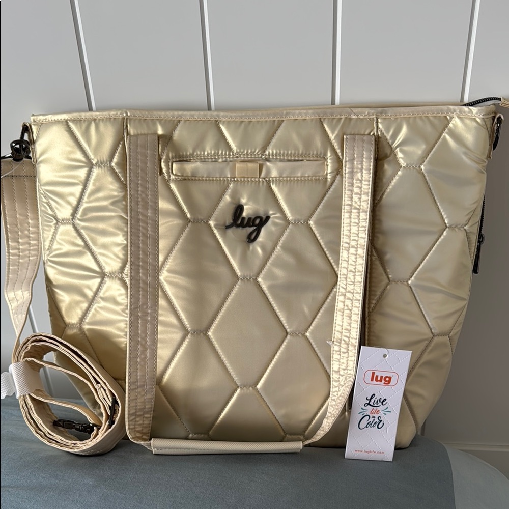 Lug Rally Tote Crossbody Bag - Metallic Champagne NWT